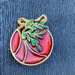 Elegant Red and Green Brooch